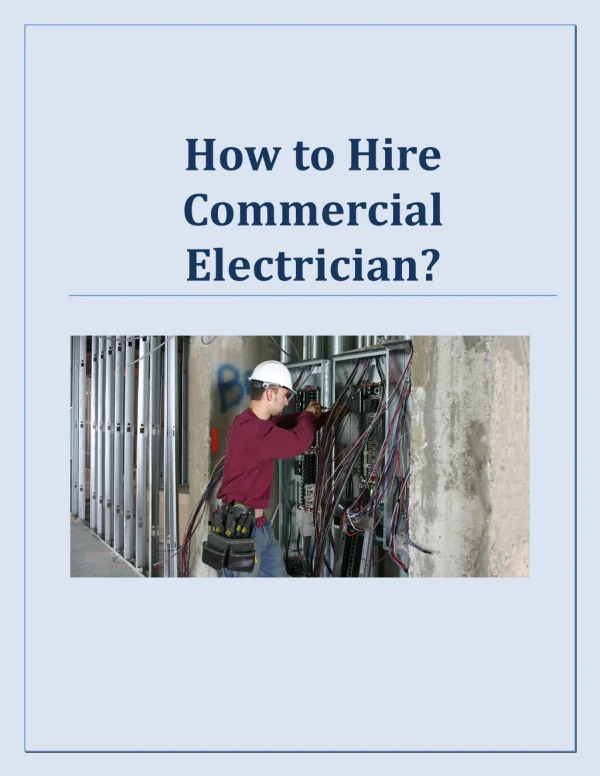 How to Hire Commercial Electrician?