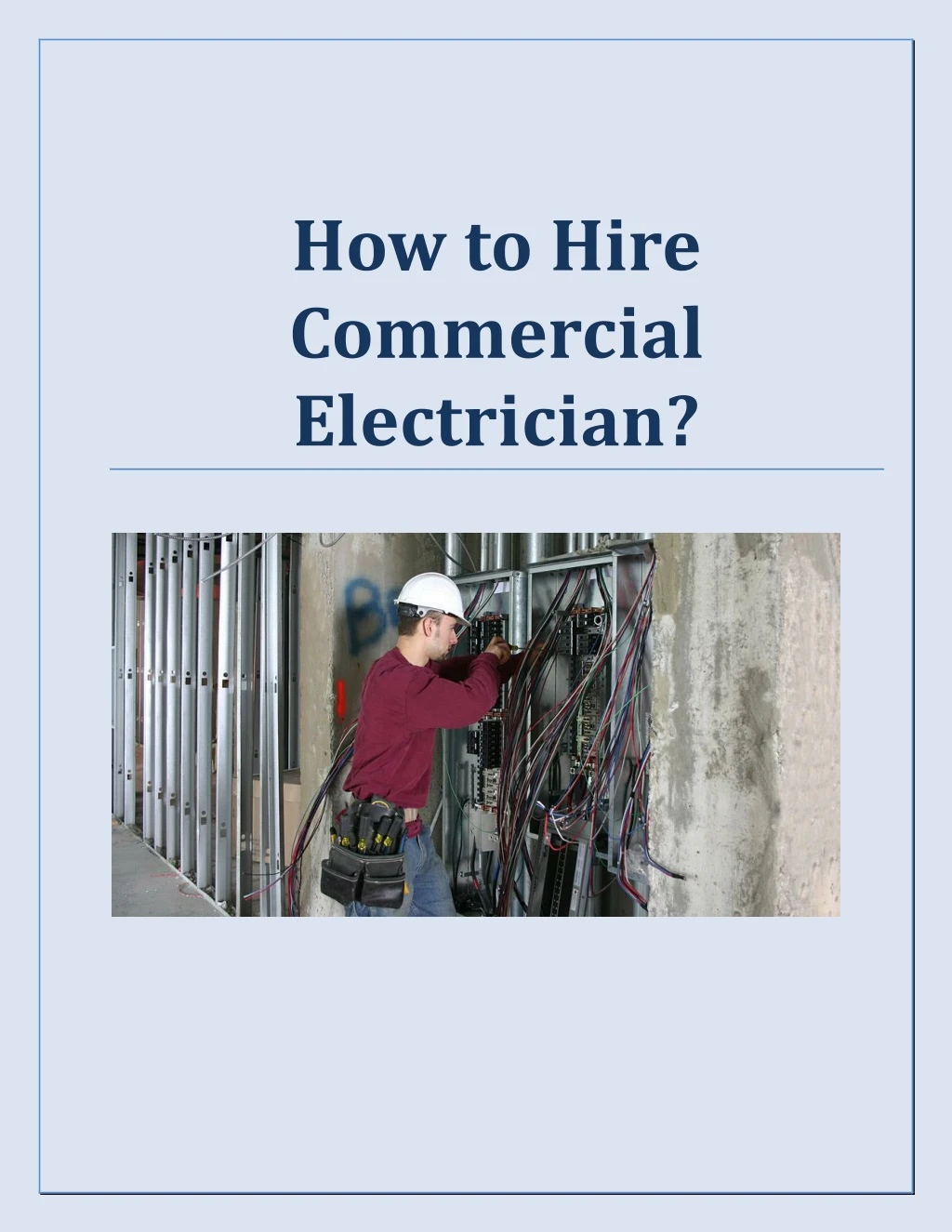 how to hire commercial electrician