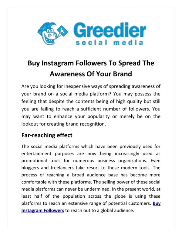 Buy Instagram Followers To Spread The Awareness Of Your Brand