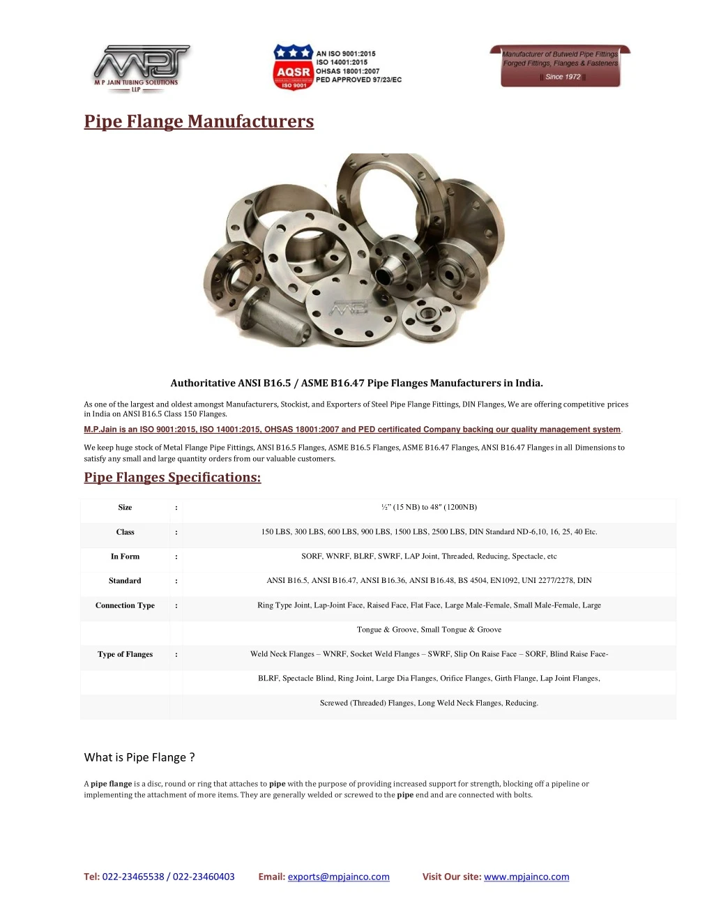 pipe flange manufacturers