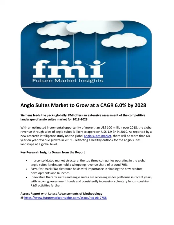 Angio Suites Market to Grow at a CAGR 6.0% by 2028