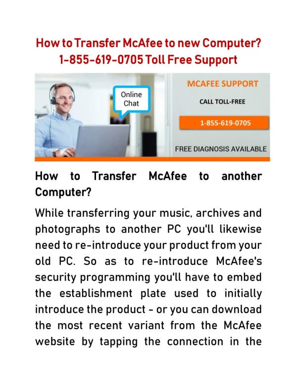 How to Transfer McAfee to new Computer? 1-855-619-0705 Toll Free Support
