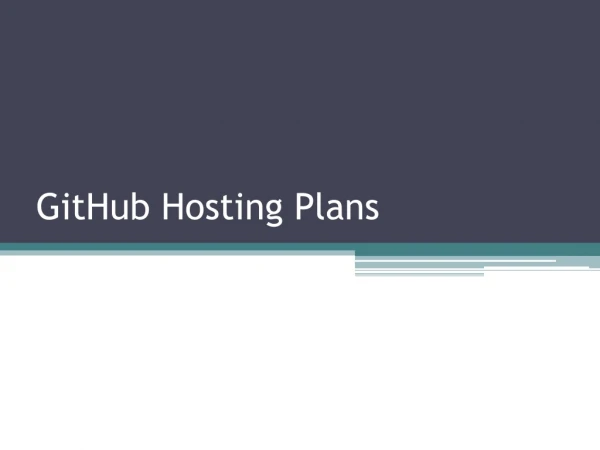 GitHub Hosting Plans