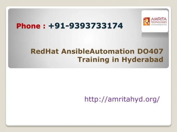 RedHat AnsibleAutomationDO407 Training in Hyderabad