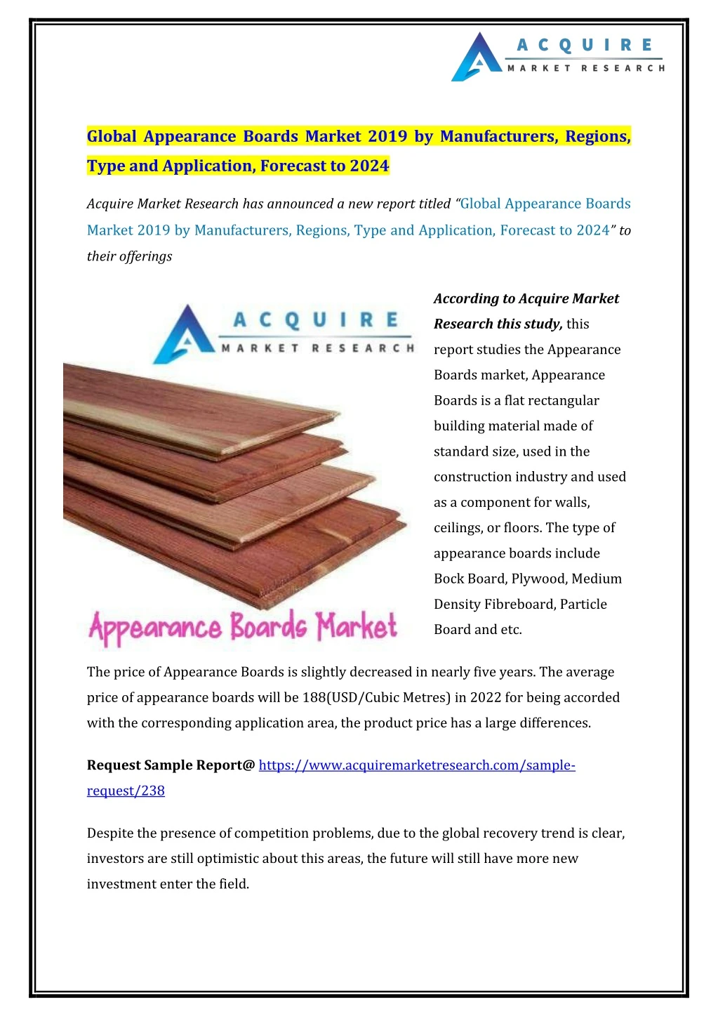 global appearance boards market 2019