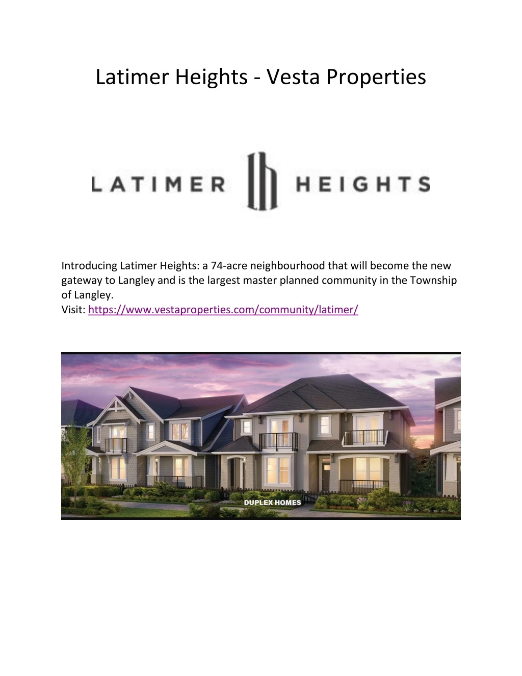 latimer heights vesta properties
