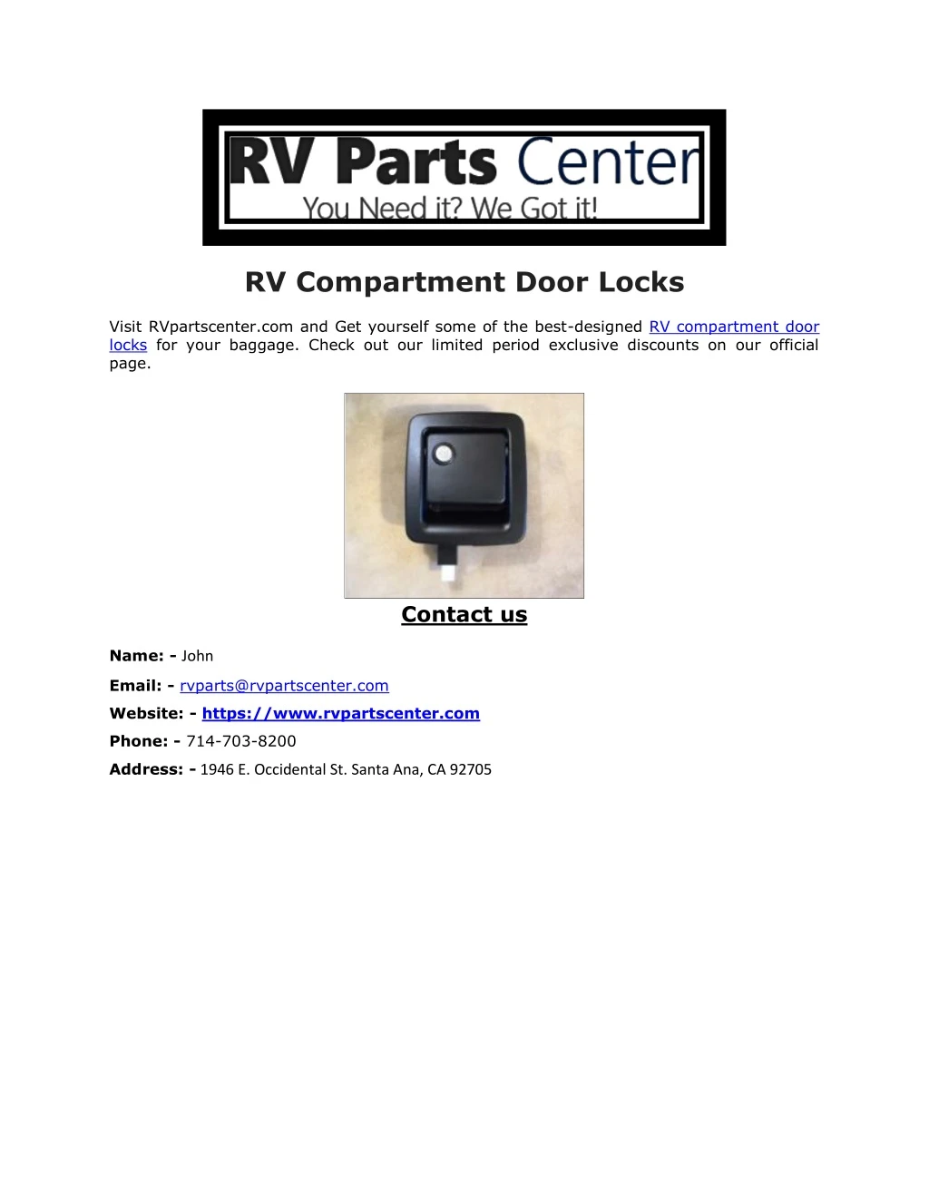 rv compartment door locks