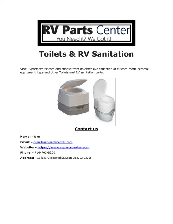 Toilets & RV Sanitation