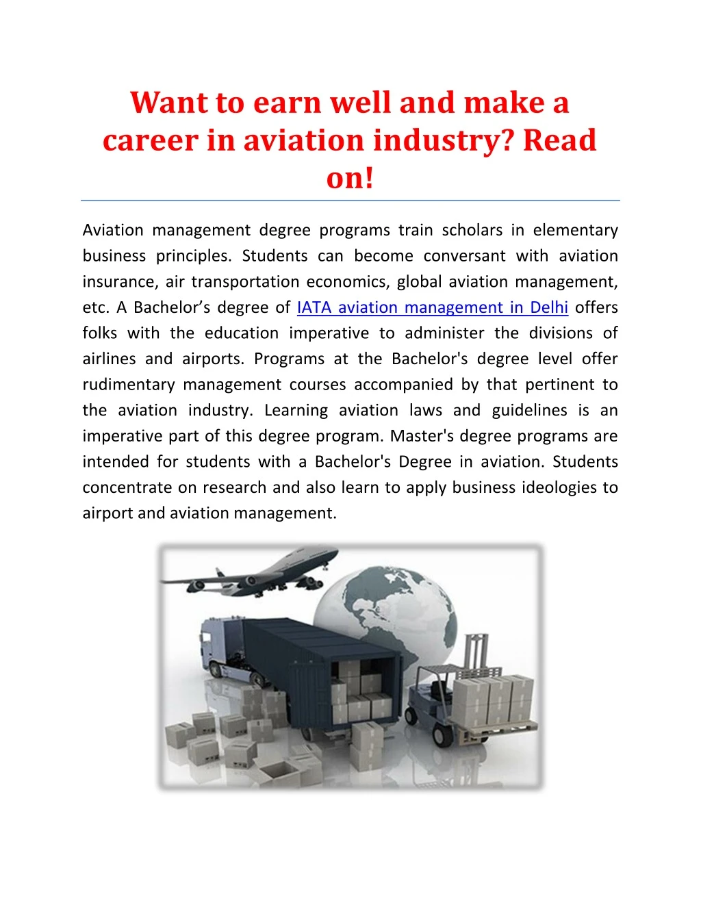 want to earn well and make a career in aviation