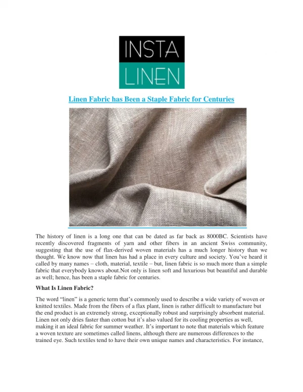 Linen Fabric has Been a Staple Fabric for Centuries