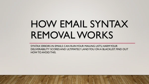 How Email Syntax Removal Works