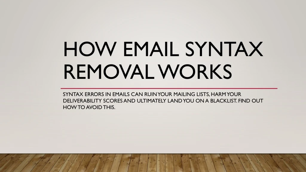 how email syntax removal works