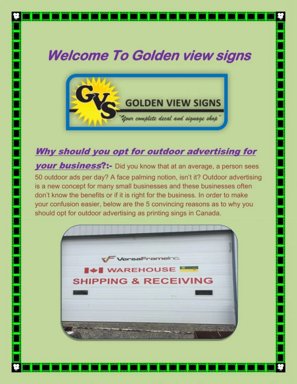 Billboard Printing Saskatchewan, Printing Signs Canada - www.gvsigns.ca