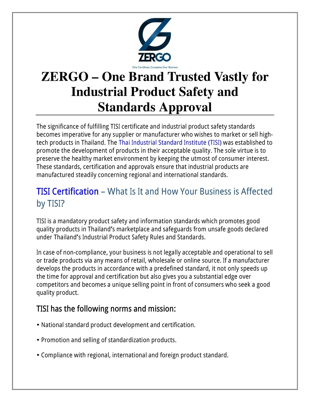 zergo one brand trusted vastly for industrial