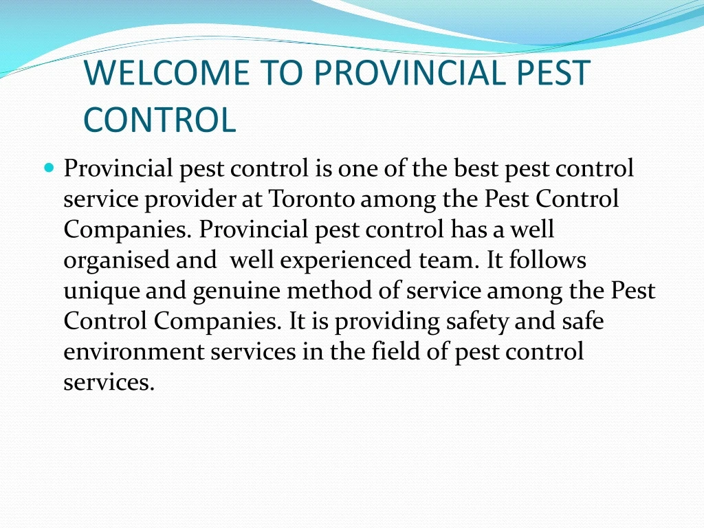 welcome to provincial pest control