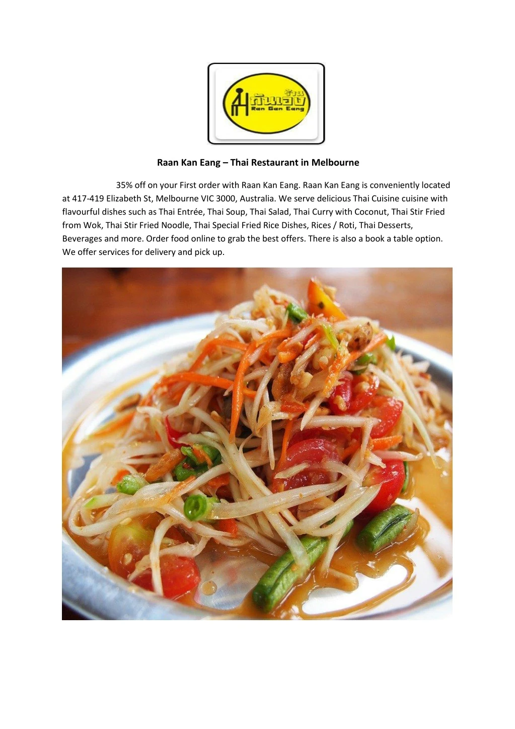 raan kan eang thai restaurant in melbourne