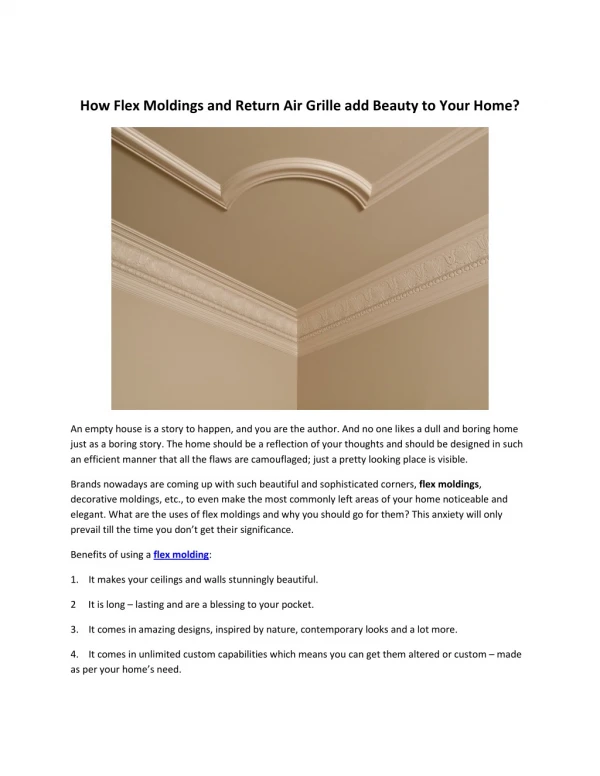 How Flex Moldings and Return Air Grille add Beauty to Your Home?