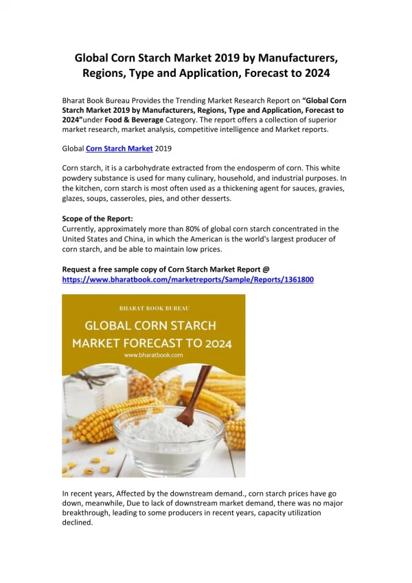 Global Corn Starch Market Forecast-2024