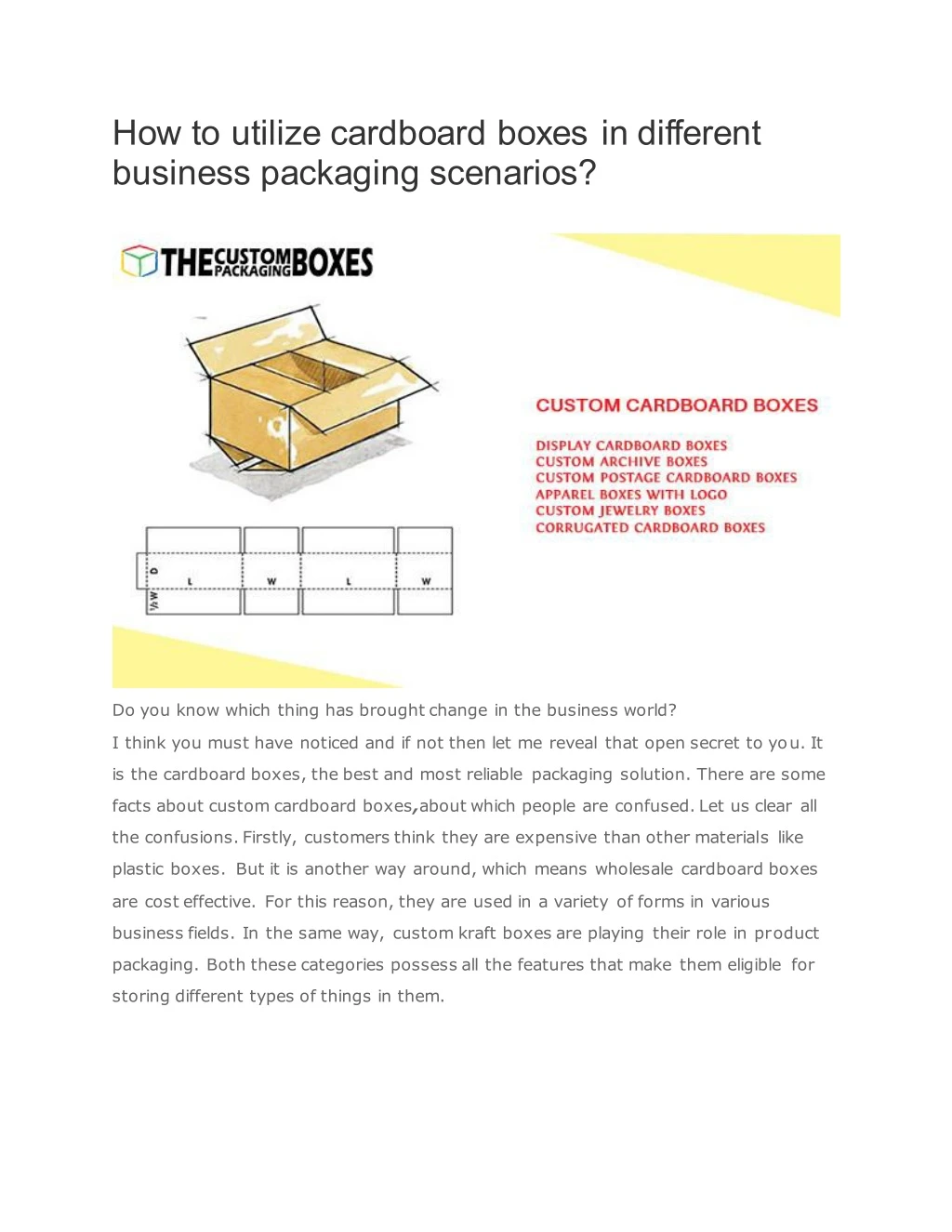 how to utilize cardboard boxes in different