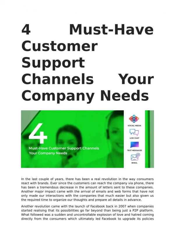 4 Must-Have Customer Support Channels Your Company Needs