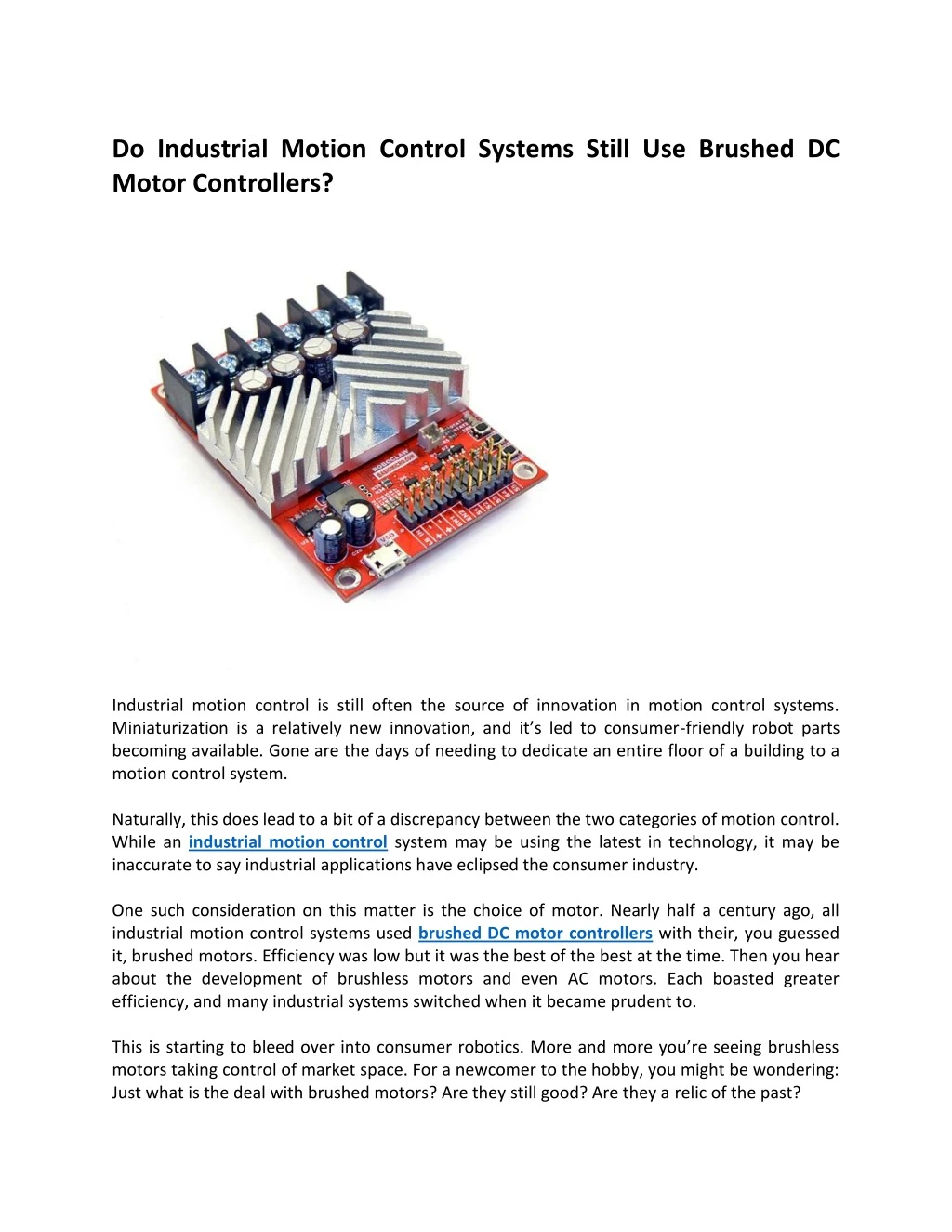 do industrial motion control systems still