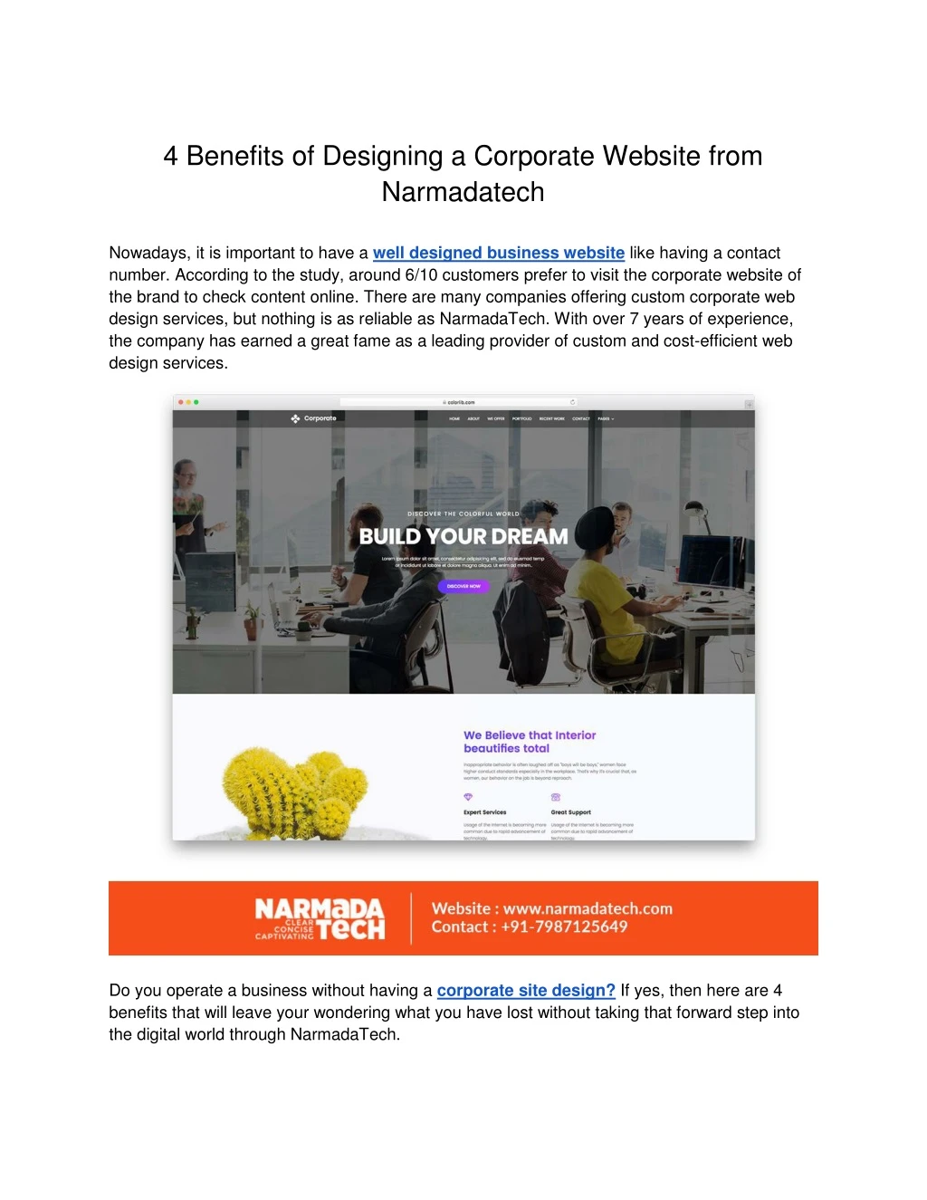 4 benefits of designing a corporate website from