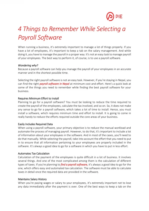 4 Things to Remember While Selecting a Payroll Software