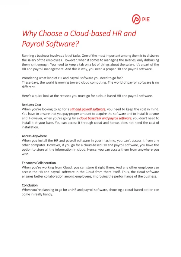 Why Choose a Cloud-based HR and Payroll Software