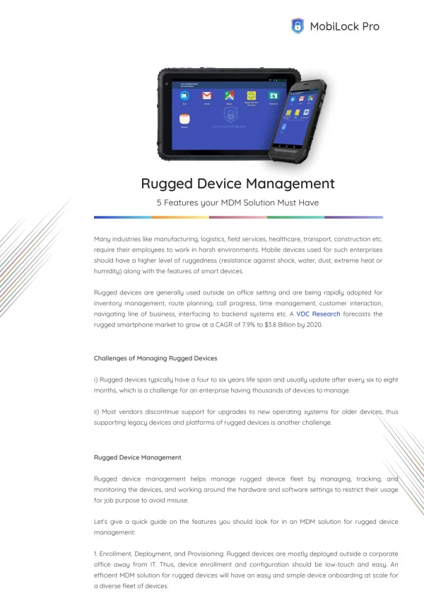 Rugged Device Management - 5 Features your MDM Solution Must Have