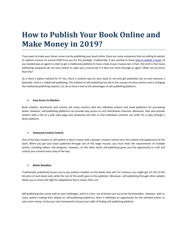How to Publish Your Book Online and Make Money in 2019?