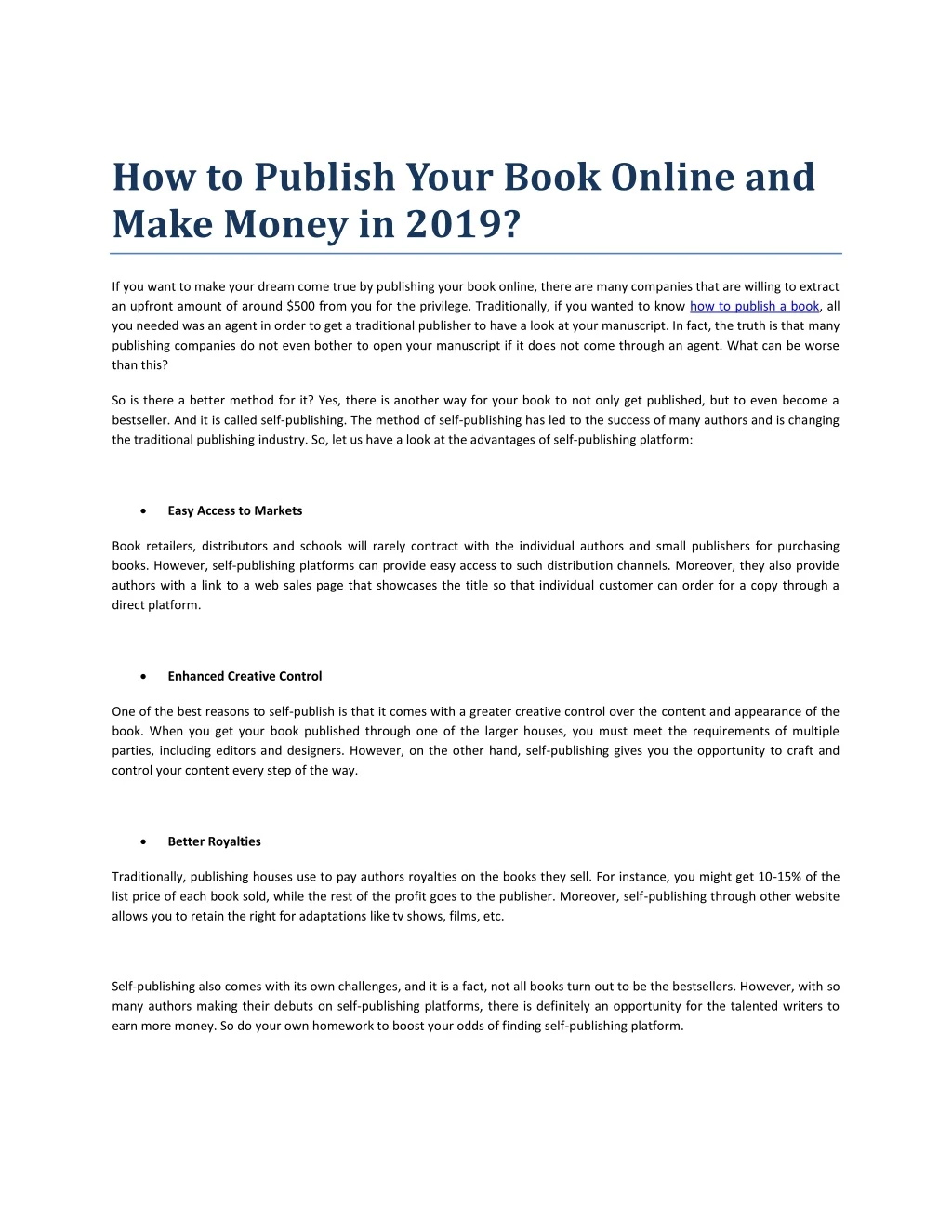 how to publish your book online and make money
