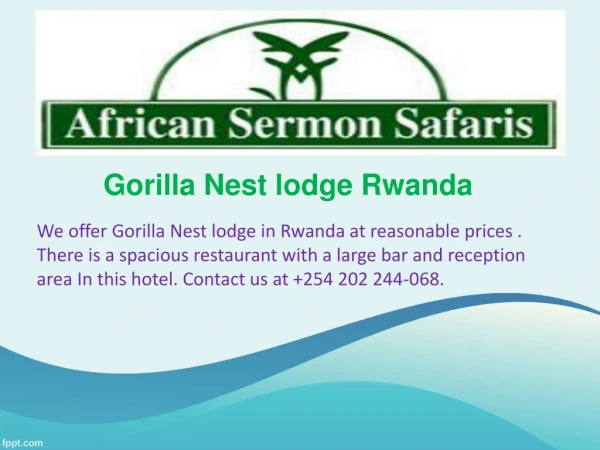 Gorilla Nest lodge Rwanda