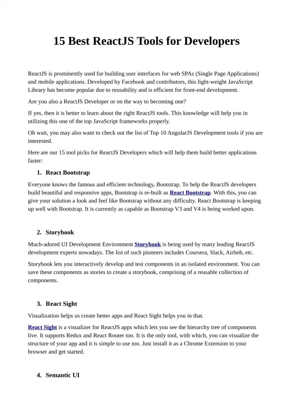 15 Best ReactJS Tools for Developers
