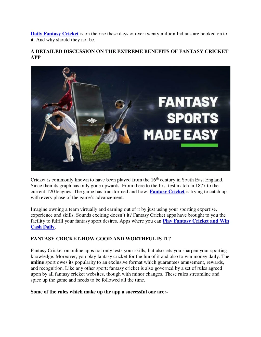 daily fantasy cricket is on the rise these days