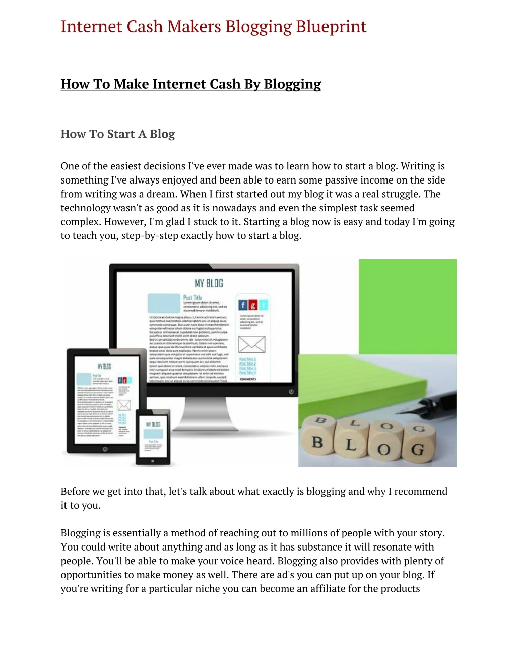 internet cash makers blogging blueprint