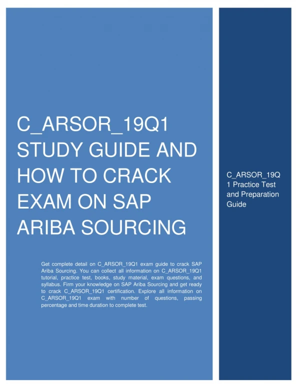 C_ARSOR_19Q1 Study Guide and How to Crack Exam on SAP Ariba Sourcing