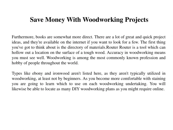 Save Money With Woodworking Projects