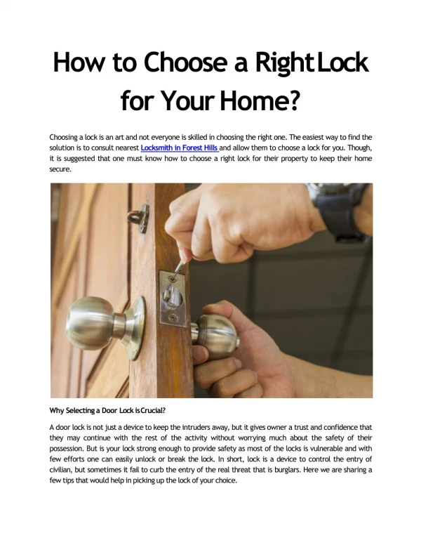 How to Choose a Right Lock for Your Home?