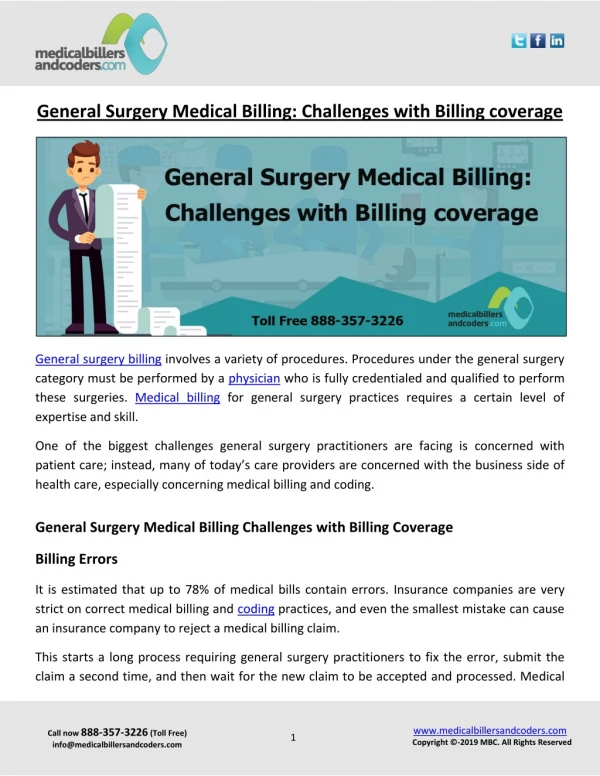 General Surgery Medical Billing: Challenges with Billing coverage