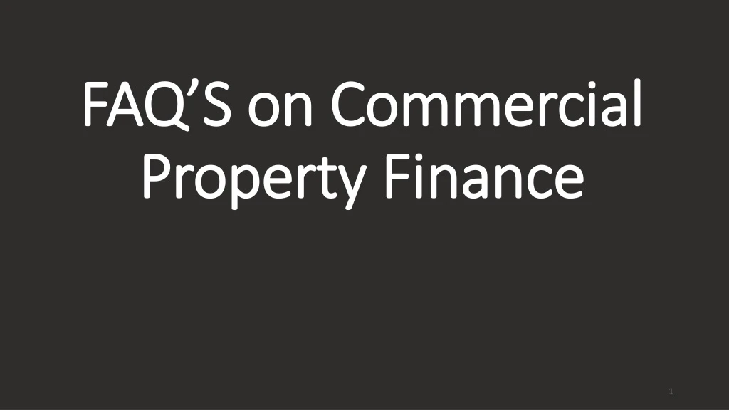 faq s on commercial property finance