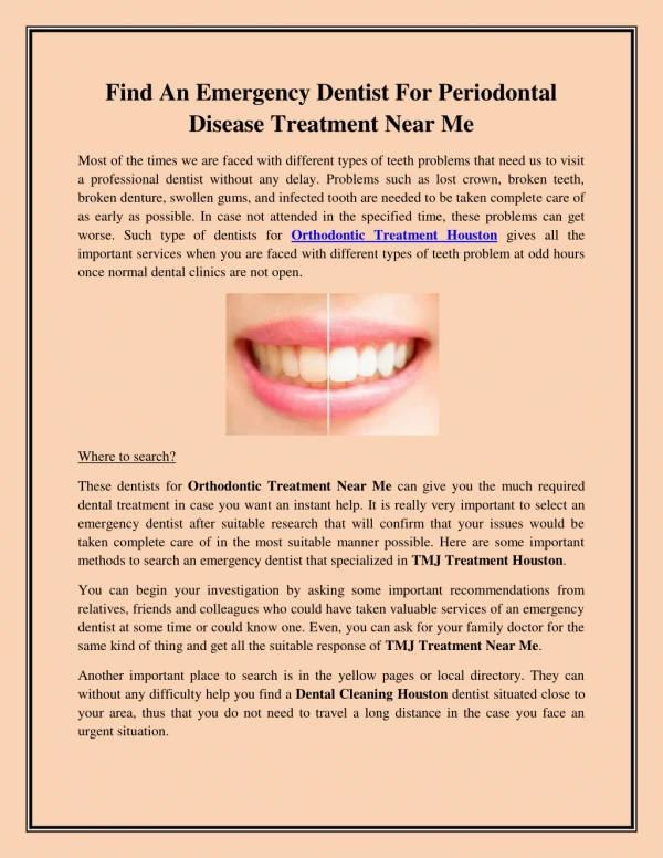 Find An Emergency Dentist For Periodontal Disease Treatment Near Me