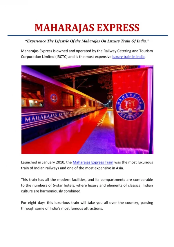 Maharajas Express Train – Royal Journey in India