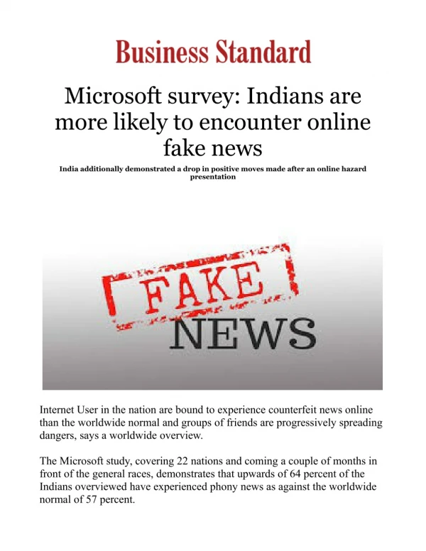 Microsoft survey: Indians are more likely to encounter online fake news