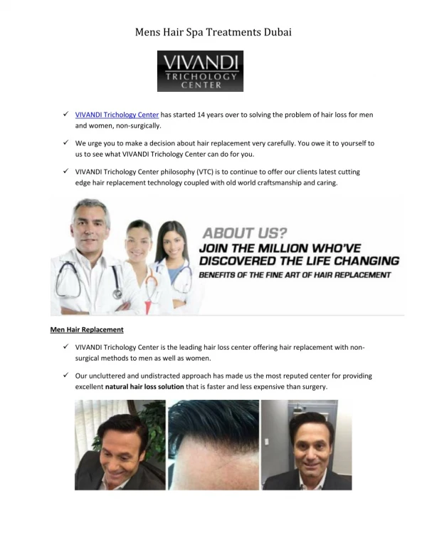 Mens Hair Spa Treatments Dubai