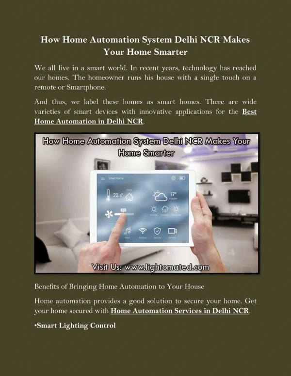 How Home Automation System Delhi NCR Makes Your Home Smarter