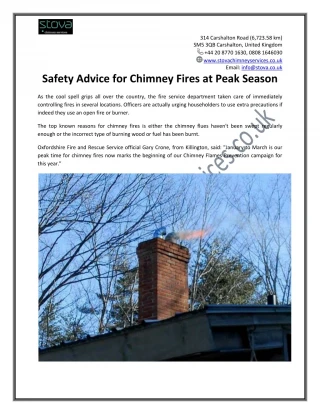 Safety Advice for Chimney Fires at Peak Season