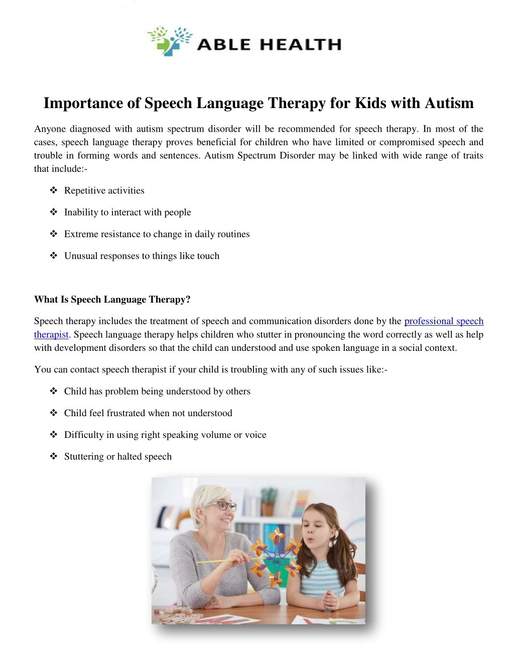 importance of speech language therapy for kids