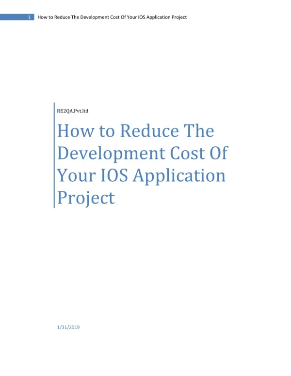 How to Reduce the Development Cost of Your iOS Application Project