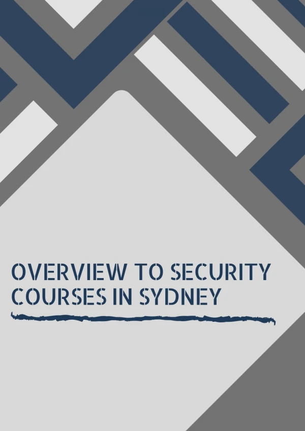 Overview to Security Courses in Sydney