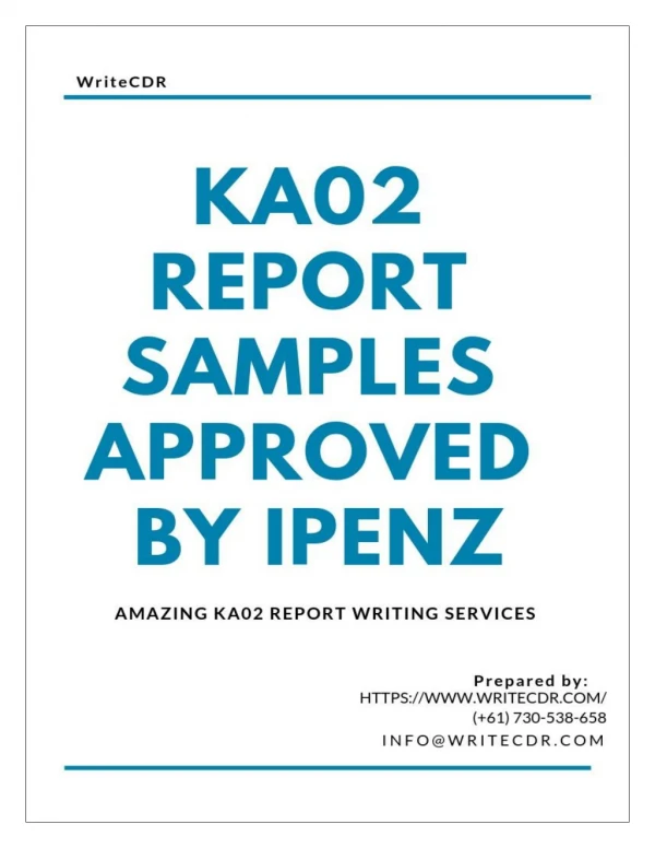 IPENZ Approved KA02 REPORT Samples Here
